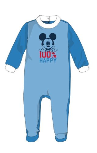 Barboteuse en velours Mickey Mouse Disney - bleu moyen-blanc - pour bébé de 1 à 3 mois