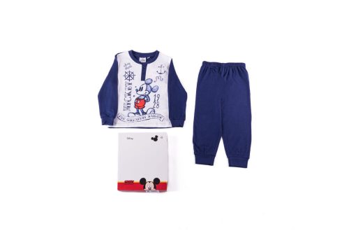 Pyjama long en coton fin pour enfants - Mickey Mouse - 116 - bleu foncé