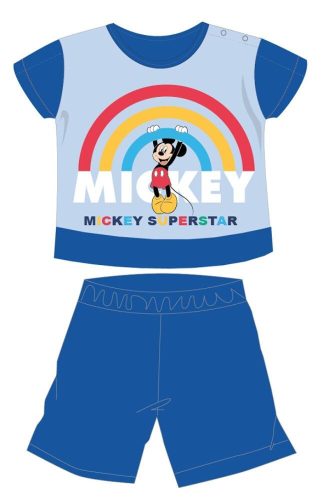 Pyjama bébé Mickey Mouse Disney à manches courtes pour l'été - pyjama en jersey de coton - avec motif arc-en-ciel - bleu moyen - 98