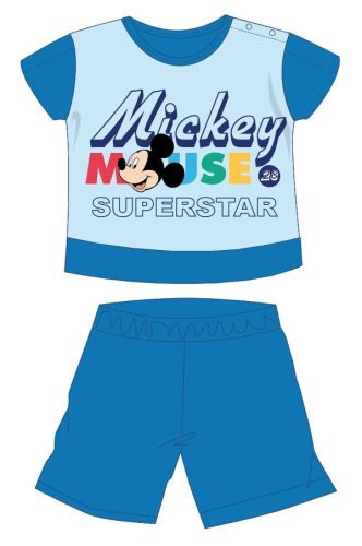 Pyjama bébé Mickey Mouse Disney à manches courtes pour l'été - pyjama en jersey de coton - avec inscription Mickey Superstar - bleu moyen - 92
