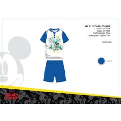   Pyjama en coton à manches courtes pour enfants Disney Mickey Mouse - bleu moyen