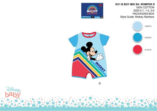 Disney Mickey Mouse combinaison d'été à manches courtes pour bébé - bleu clair-rouge - pour bébé de 0 à 1 mois