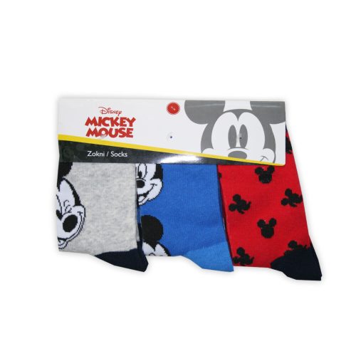 Chaussettes en coton pour enfants - 3 paires - Mickey Mouse - gris-bleu-rouge - 31-34