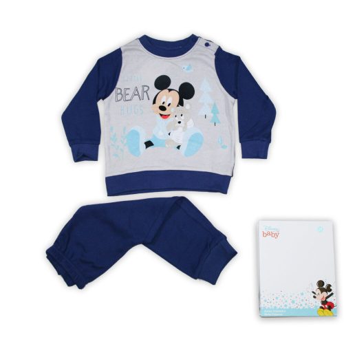 Pyjama bébé en coton épais d'hiver - Mickey Mouse - bleu foncé - 86
