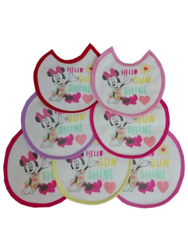 Bavoir Minnie Mouse pour bébé 7 pièces/paquet - bavoir en coton - rose clair-rose-rose foncé-rose-pink-rouge-violet-jaune