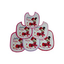   Bavoir Minnie Mouse pour bébé 6 pièces/paquet - bavoir en coton - rose clair-rose-rose foncé-rose-pink-rouge-violet
