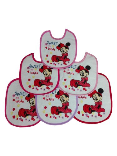 Bavoir Minnie Mouse pour bébé 6 pièces/paquet - bavoir en coton - rose clair-rose-rose foncé-rose-pink-rouge-violet