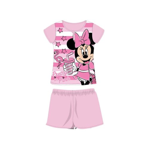 Pyjama d'été en coton à manches courtes pour enfants - Disney Minnie Mouse - rayé - rose clair - 122