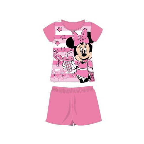Pyjama d'été en coton à manches courtes pour enfants - Disney Minnie Mouse - rayé - rose - 116