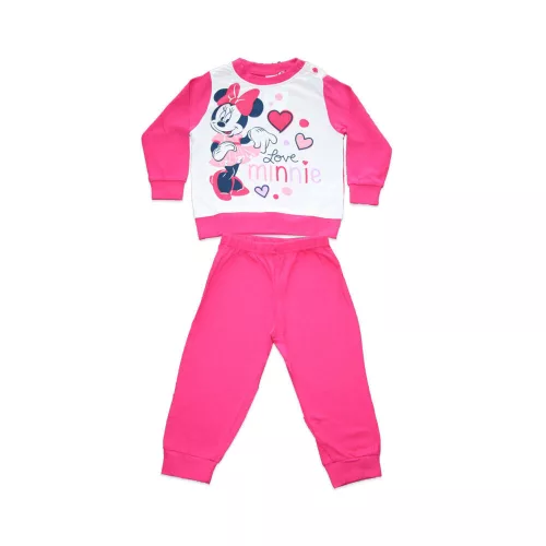 Grenouillère bébé en coton fin à manches longues - Minnie Mouse à cœurs - Jersey - rose - 80