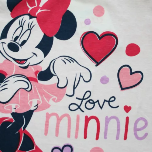 Grenouillère bébé en coton fin à manches longues - Minnie Mouse à cœurs - Jersey - rose - 92