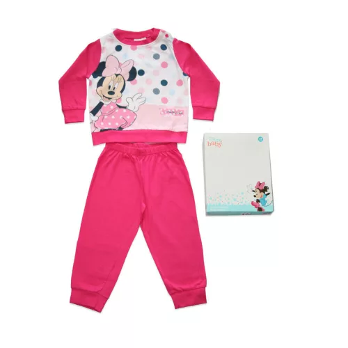 Grenouillère bébé en coton fin à manches longues - Minnie Mouse à pois - Jersey - rose - 98