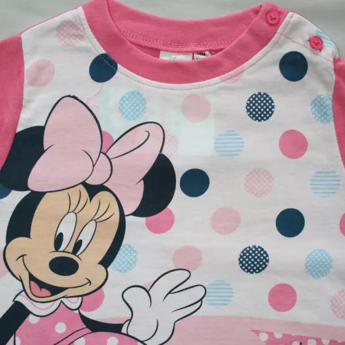 Grenouillère bébé en coton fin à manches longues - Minnie Mouse à pois - Jersey - rose - 80