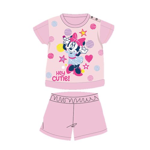 Pyjama d'été en coton à manches courtes pour bébé - Disney Minnie Mouse - étoilé - rose clair - 86