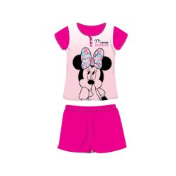   Pyjama d'été en coton à manches courtes pour enfants - Disney Minnie Mouse - avec inscription Minnie - rose - 128