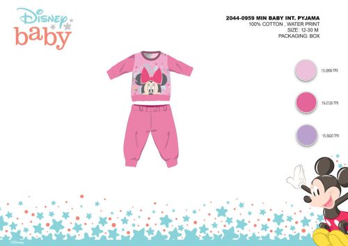 Pyjama bébé en interlock de coton d'hiver - Disney Minnie Mouse - rose - 80