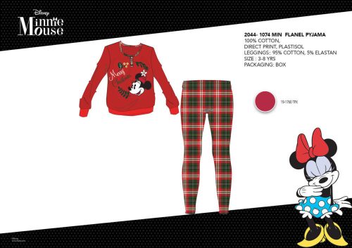 Pyjama en coton épais d'hiver pour enfants - pyjama en flanelle - Disney Minnie Mouse - rouge - 128