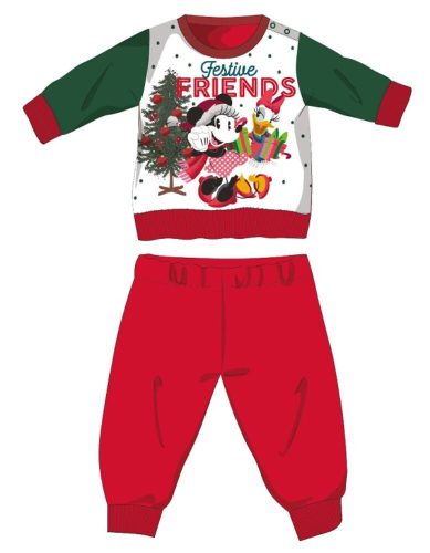 Disney Minnie Mouse bébé pyjama d'hiver épais de Noël - pyjama en flanelle de coton - rouge et vert - 80