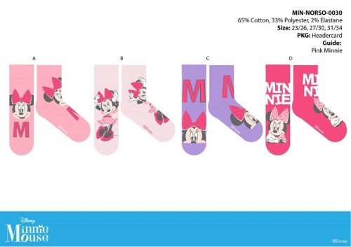Disney Minnie Mouse chaussettes en coton normales pour enfants - 4 paires/paquet