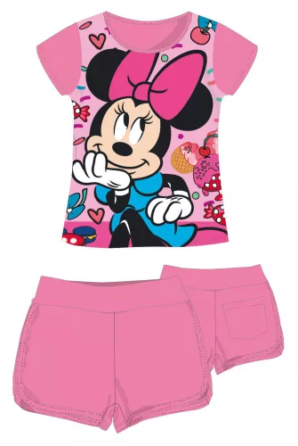 Ensemble d'été en coton Minnie Mouse Disney - ensemble t-shirt-short - rose - 104