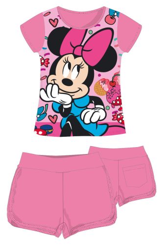 Ensemble d'été en coton Minnie Mouse Disney - ensemble t-shirt-short - rose - 110