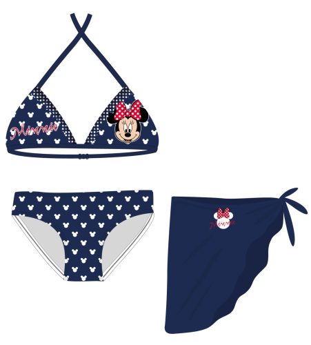 Ensemble de maillot de bain Minnie Mouse Disney - haut de bikini triangle avec jupe pour filles - bleu foncé - 128