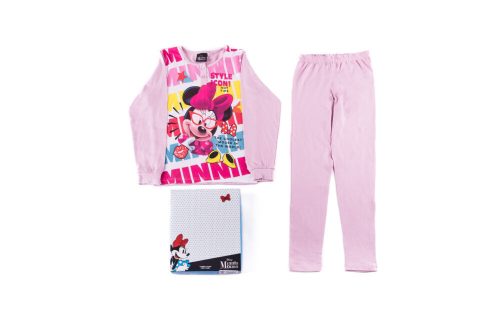 Pyjama enfant en coton à manches longues et fins - Minnie Mouse - 128 - rose clair