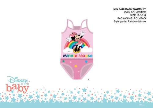 Maillot de bain une pièce Minnie Mouse pour petites filles - rose clair - 92