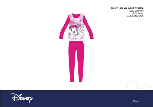 Pyjama jersey pour femmes Disney Minnie Mouse - pyjama en coton - rose - M