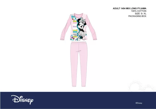 Pyjama jersey pour femmes Disney Minnie Mouse - pyjama en coton - rose clair - M