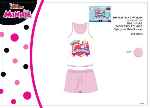 Disney Minnie egér summer sleeveless children's pajamas - cotton pajamas - light pink
