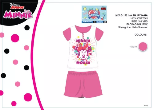 Disney Minnie egér summer short sleeve children's pajamas - cotton pajamas - pink - 116