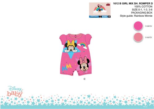 Grenouillère estivale à manches courtes pour bébé Disney Minnie Mouse - rose - pour bébé de 0-1 mois