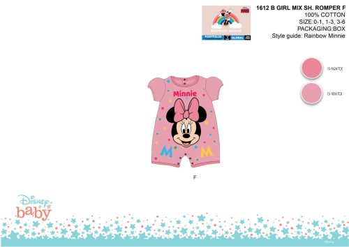 Disney Minnie souris barboteuse d'été à manches courtes - rose - pour bébé de 0 à 1 mois
