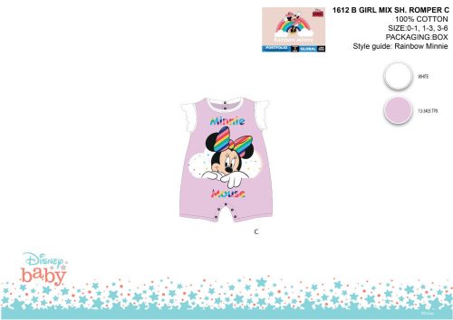 Disney Minnie souris barboteuse d'été à manches courtes - violet clair-blanc - pour bébé de 0 à 1 mois