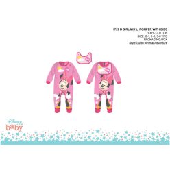   Disney Minnie Mouse combinaison pour bébé avec bavoir - rose-rouge - pour bébé de 0 à 1 mois