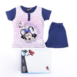   Pyjama en coton à manches courtes pour enfants - Minnie Mouse - licorne - bleu foncé - 128