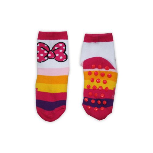 Chaussettes pour enfants avec antidérapant - Minnie Mouse - peluche - à nœuds - rayé rose - 27-30