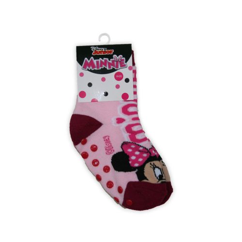 Chaussettes de bébé antidérapantes - Minnie Mouse - peluche - tête de Minnie - rose - 19-22