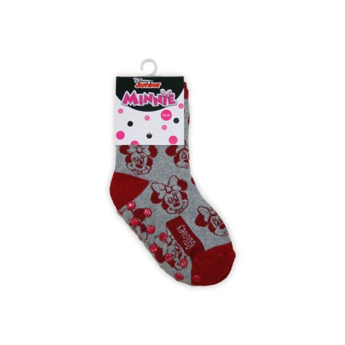 Chaussettes de bébé antidérapantes - Minnie Mouse - peluche - tête de Minnie - gris - 23-26