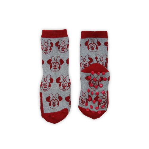 Chaussettes de bébé antidérapantes - Minnie Mouse - peluche - tête de Minnie - gris - 23-26