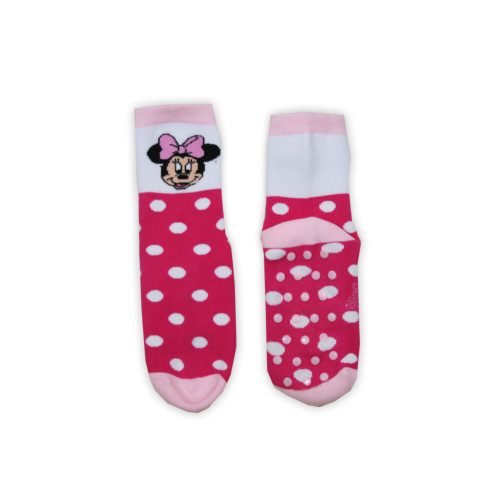 Chaussettes de bébé antidérapantes - Minnie Mouse - peluche - à pois - rose-blanc - 31-34