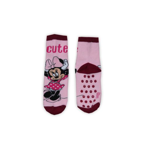 Chaussettes de bébé antidérapantes - Minnie Mouse - peluche - rose clair-bordeaux - 23-26
