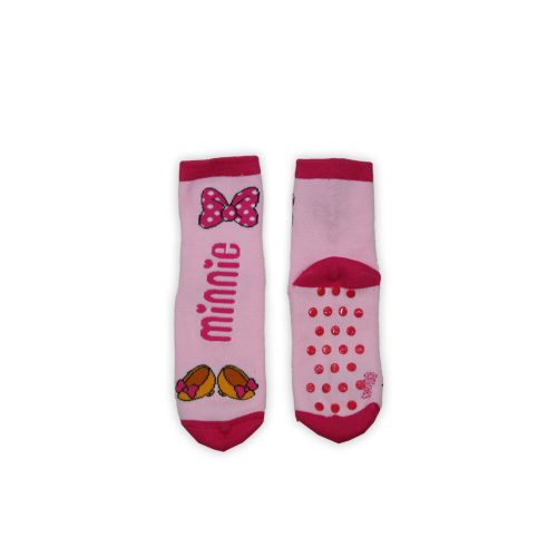 Chaussettes de bébé antidérapantes - Minnie Mouse - peluche - petit chaussures à nœud - rose clair-rose - 31-34