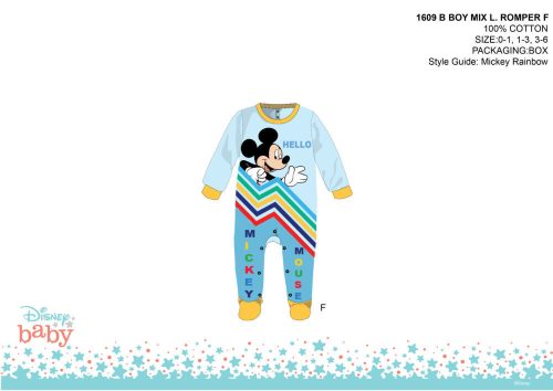 Barboteuse Mickey Mouse Disney pour bébé - bleu clair-jaune - pour bébé de 0 à 1 mois