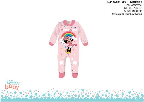 Disney Minnie Mouse combinaison pour bébé - avec col - avec inscription Minnie Mouse - rose clair-rose - pour bébé de 0 à 1 mois