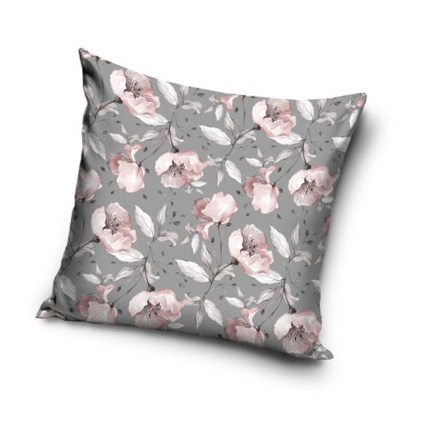 Housse de coussin à motif floral 40x40 cm - gris