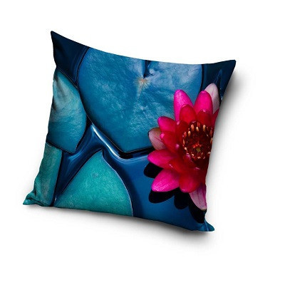 Housse de coussin à motif floral 40x40 cm - bleu-rose