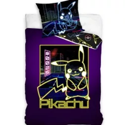   Ensemble de literie POKÉMON Pikachu NEON 100% coton 140x200 + 70x90