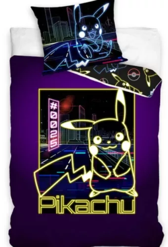 Ensemble de literie POKÉMON Pikachu NEON 100% coton 140x200 + 70x90